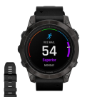 Спортивные часы Garmin epix Pro (Gen 2) Sapphire Edition, 47 мм, чёрный кожаный ремешок, чёрный силиконовый ремешок